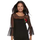 Disney / Pixar's Coco Juniors' Swiss-dot Bell Sleeve Top, Teens, Size: Medium, Black