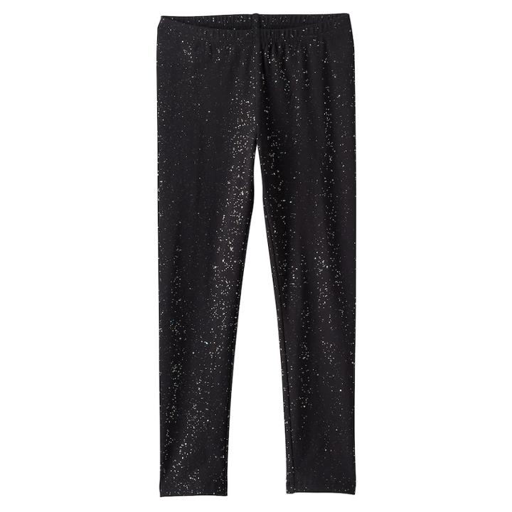 Girls 4-10 Jumping Beans&reg; Long Glitter Leggings, Size: 8, Black