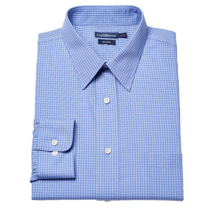 Men's Croft & Barrow® Fitted No-iron Dress Shirt, Size: 18.5-34/35, White