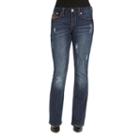 Women's Seven7 Distressed Slim Bootcut Jeans, Size: 4, Blue (navy)