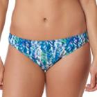 Women's Pink Envelope Palm Leaf Cinch-back Hipster Bikini Bottoms, Size: Medium, Light Blue