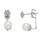 Lc Lauren Conrad Simulated Pearl & Crystal Flower Nickel Free Ear Jacket Earrings, Women's, Multicolor