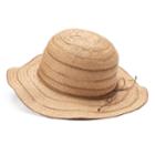 Women's Chaps Wavy Brim Striped Floppy Sun Hat, Dark Beige