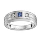Sterling Silver Lab-created Sapphire And Diamond Accent Ring - Men, Size: 8, Blue