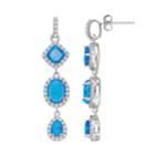 Sterling Silver Lab-created Blue Opal & Cubic Zirconia Triple Drop Earrings, Women's