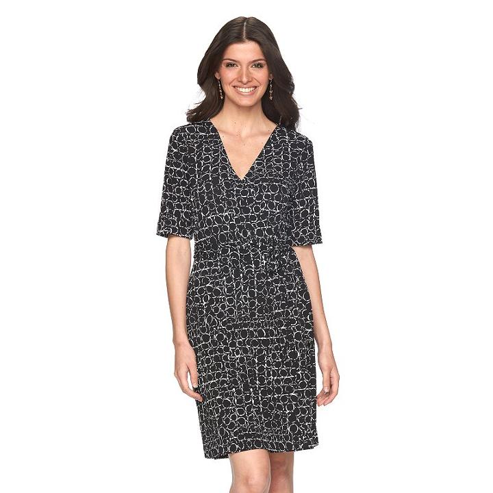 Women's Apt. 9&reg; Faux-wrap Dress, Size: Large, Black