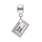 Individuality Beads Crystal Sterling Silver Love You Envelope Charm, Women's, White