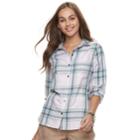 Juniors' So&reg; Plaid Button Down Shirt, Size: Xxs, Lt Purple