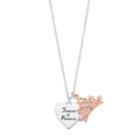 Disney's Two Tone Forever A Princess Crown & Heart Charm Necklace, Women's, Pink