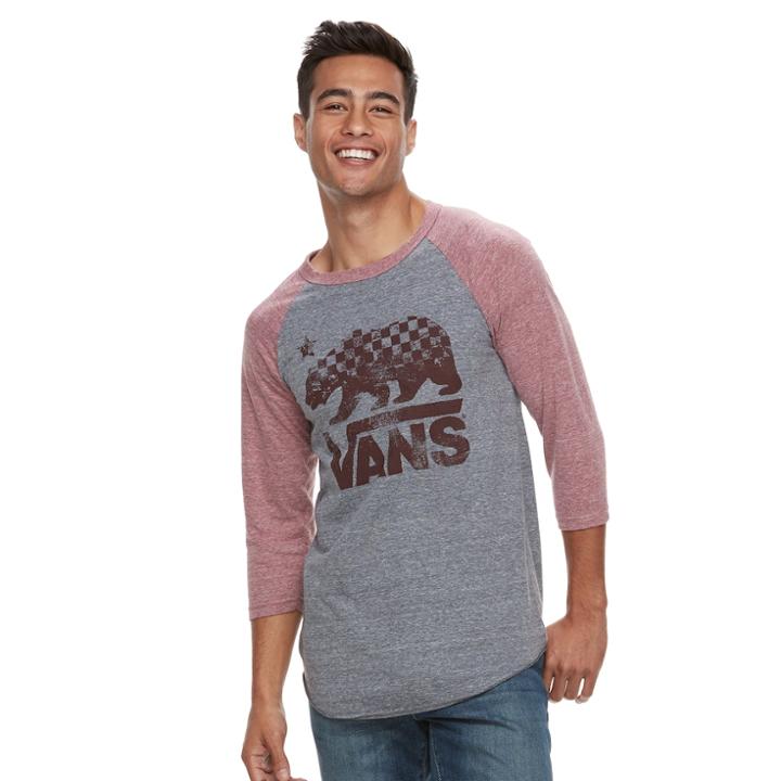 Men's Vans Checker Bear Raglan Tee, Size: Medium, Med Grey