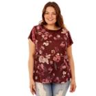 Juniors' Plus Size Wallflower Print Velour Sleeve Tee, Teens, Size: 2xl, Drk Orange