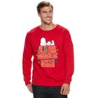 Big & Tall Peanuts Snoopy Holiday House Fleece Sweatshirt, Men's, Size: L Tall, Brt Red