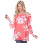 Women's White Mark Floral Off-the-shoulder Tunic, Size: Large, Light Pink