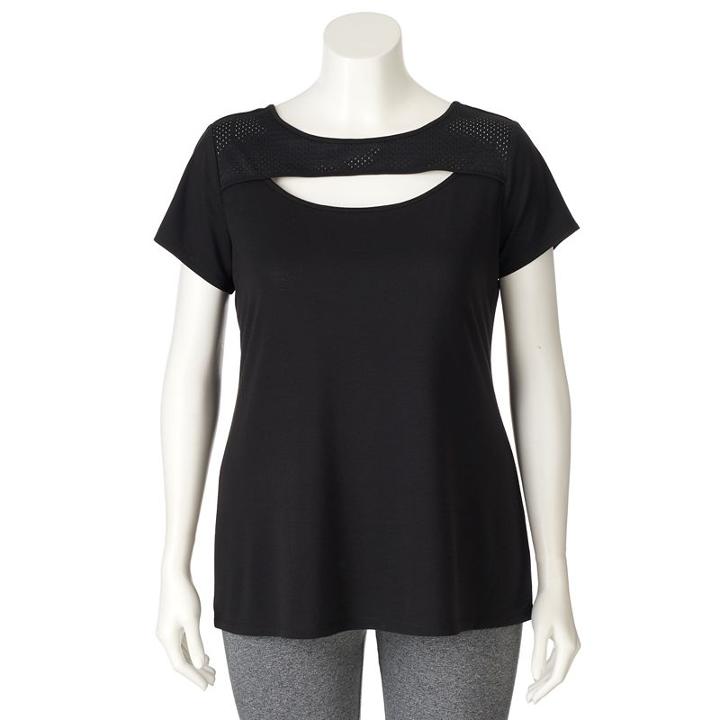 Plus Size Wild Majesty Mesh Yoke Tee, Women's, Size: 1xl, Oxford
