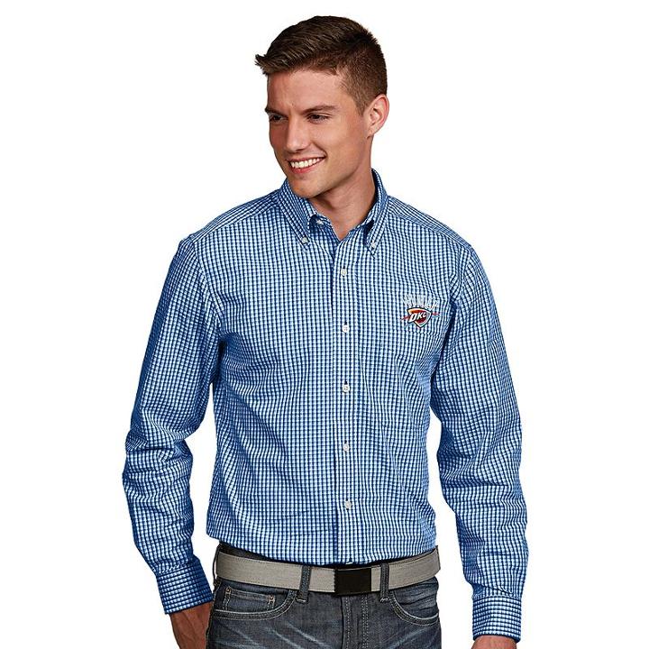 Men's Antigua Oklahoma City Thunder Associate Plaid Button-down Shirt, Size: Small, White Oth