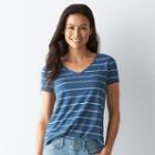 Petite Sonoma Goods For Life&trade; Essential Print V-neck Tee, Women's, Size: S Petite, Blue (navy)