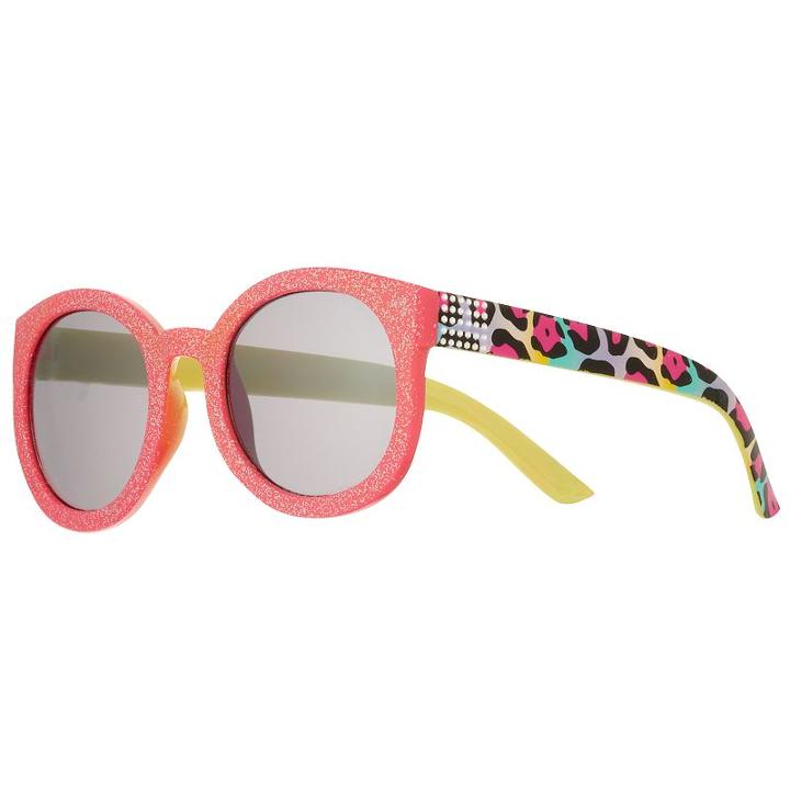 Girls 7-16 So&reg; Coquette Round Glitter Sunglasses, Girl's, Pink