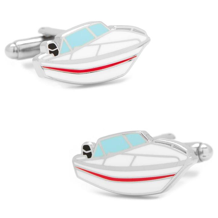 Speed Boat Cuff Links, Men's, White