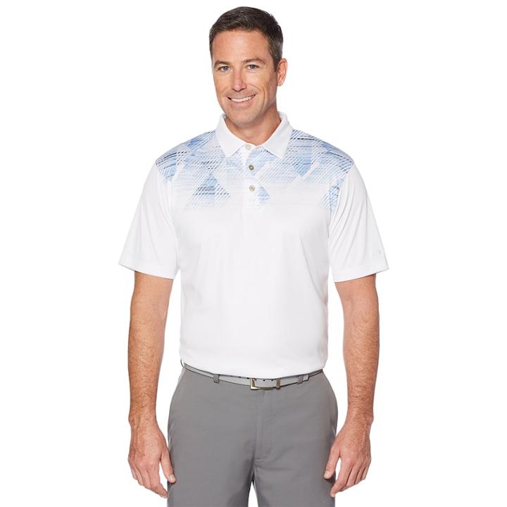Men's Grand Slam On Course Spacedye Argyle Print Golf Polo, Size: Large, White