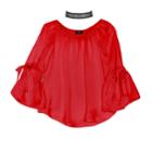 Girls 7-16 & Plus Size Iz Amy Byer Tie Bell Sleeve Top With Choker Necklace, Size: L Plus, Red