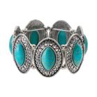 Plus Size Simulated Turquoise Marquise Cabochon Stretch Bracelet, Women's, Turq/aqua