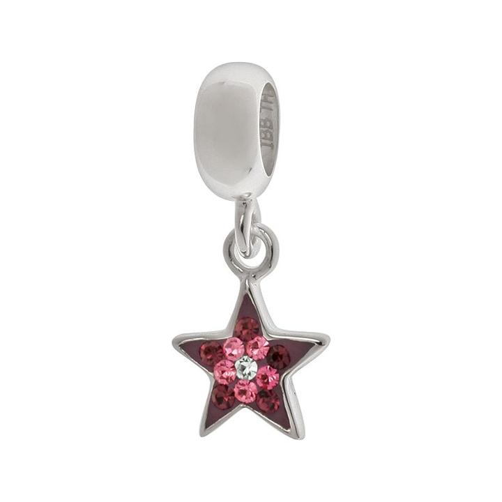 Individuality Beads Sterling Silver Crystal Star Charm, Women's, Pink