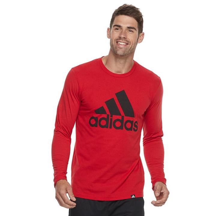 Men's Adidas Logo Tee, Size: Large, Med Red