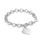 Sterling Silver Heart Charm Bracelet, Women's, Size: 7.5