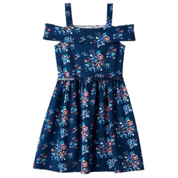 Girls 7-16 Knitworks Belted Cold Shoulder Dress, Girl's, Size: 12, Blue (navy)