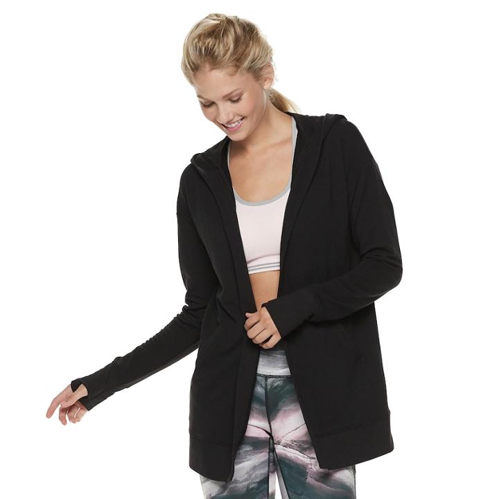 Women's Tek Gear&reg; Hooded Wrap Cardigan, Size: Medium, Black