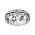 Love This Life Two Tone Silver Plated Guardian Angel Charm Ring, Women's, Size: 9, Grey