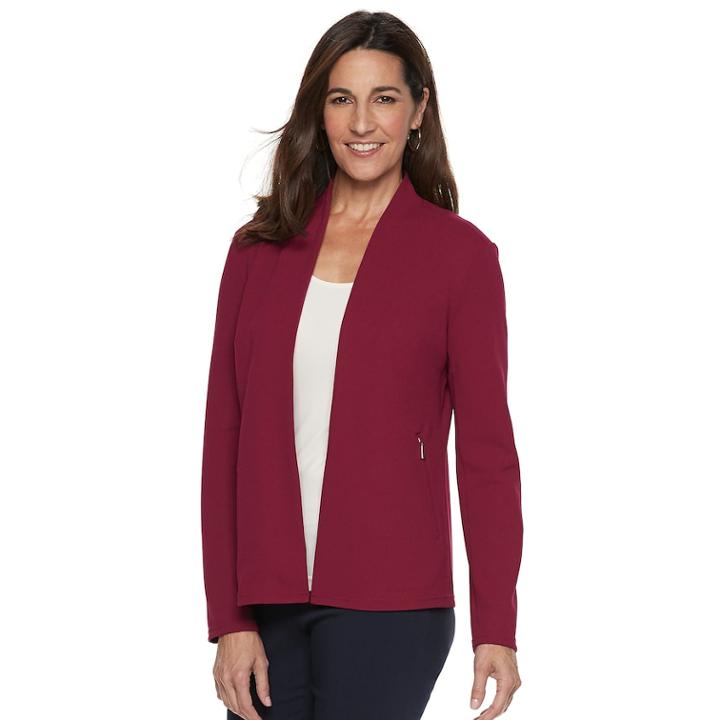 Women's Dana Buchman Zipper-accent Ponte Jacket, Size: Xxl, Dark Red