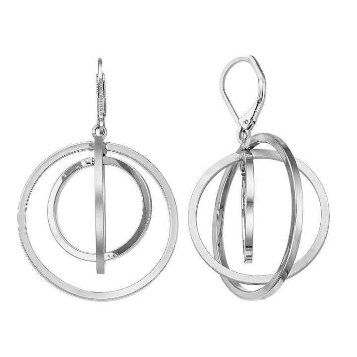 Simply Vera Vera Wang Round Orbital Nickel Free Drop Earrings, Women's, Silver