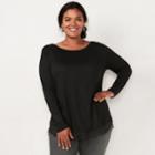 Plus Size Lc Lauren Conrad Lace-hem Tunic, Women's, Size: 0x, Black