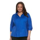 Plus Size Dana Buchman Pleated Peplum Shirt, Women's, Size: 2xl, Blue