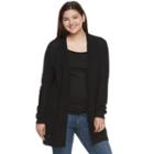 Juniors' Plus Size So&reg; Solid Boyfriend Cardigan, Teens, Size: 2xl, Black