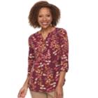 Petite Croft & Barrow&reg; Smocked Printed Top, Women's, Size: M Petite, Dark Pink