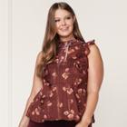 Lc Lauren Conrad Runway Collection High-neck Ruffle Tank - Plus Size, Women's, Size: 1xl, Dark Red