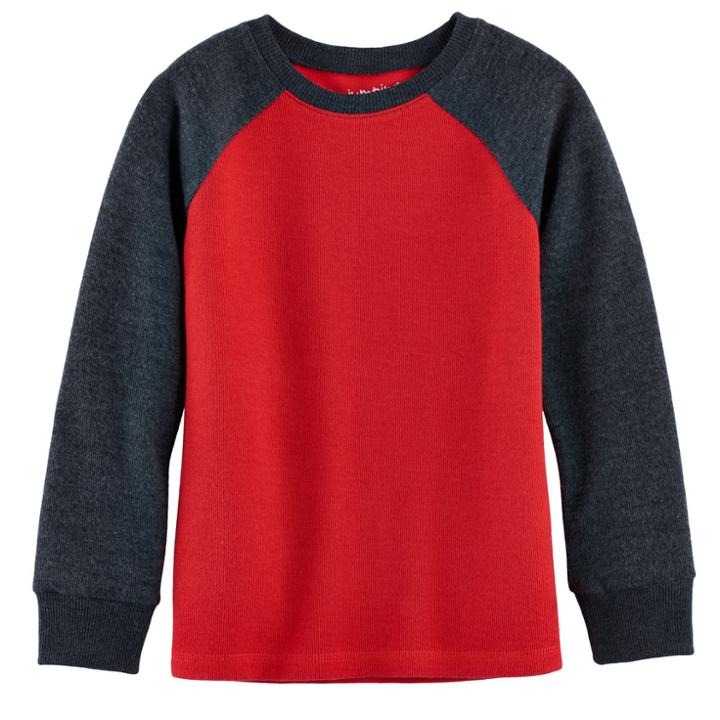 Boys 4-10 Jumping Beans&reg; Raglan Colorblock Thermal Top, Size: 5, Med Red