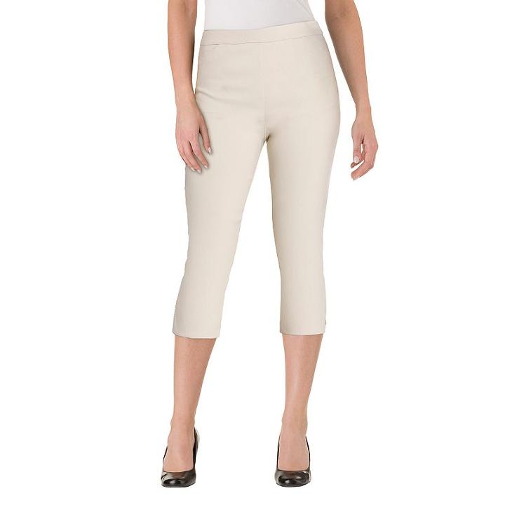 Women's Haggar Flatten It Pull-on Capris, Size: 14, Light Grey