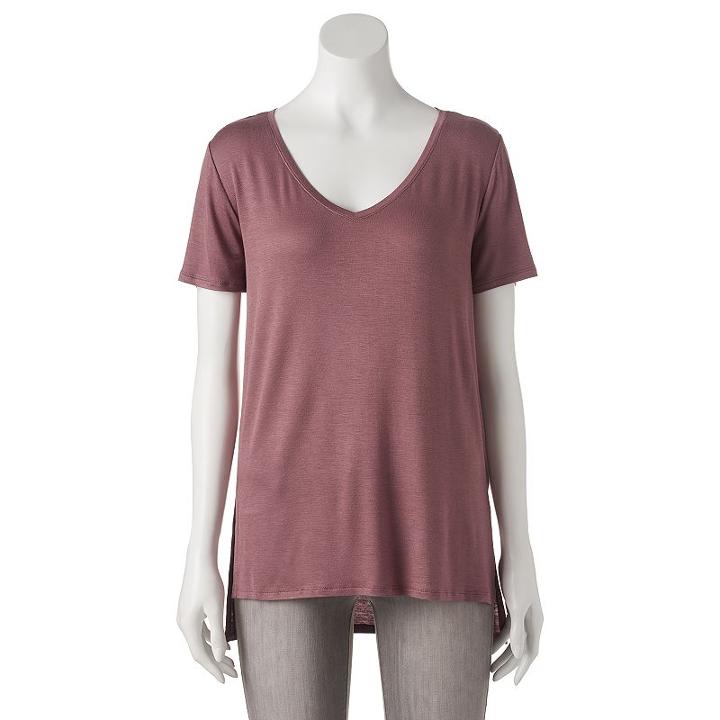 Juniors' Mudd&reg; Relaxed V-neck Tee, Girl's, Size: Medium, Beig/green (beig/khaki)