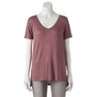 Juniors' Mudd&reg; Relaxed V-neck Tee, Girl's, Size: Medium, Beig/green (beig/khaki)