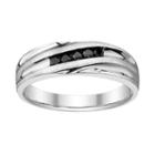 Platina 4 Black Round-cut Diamond Accent Wedding Ring - Men, Size: 9