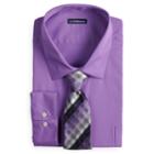 Big & Tall Croft & Barrow&reg; Classic-fit Striped Dress Shirt And Patterned Tie Boxed Set, Men's, Size: 21 36/7b, Purple