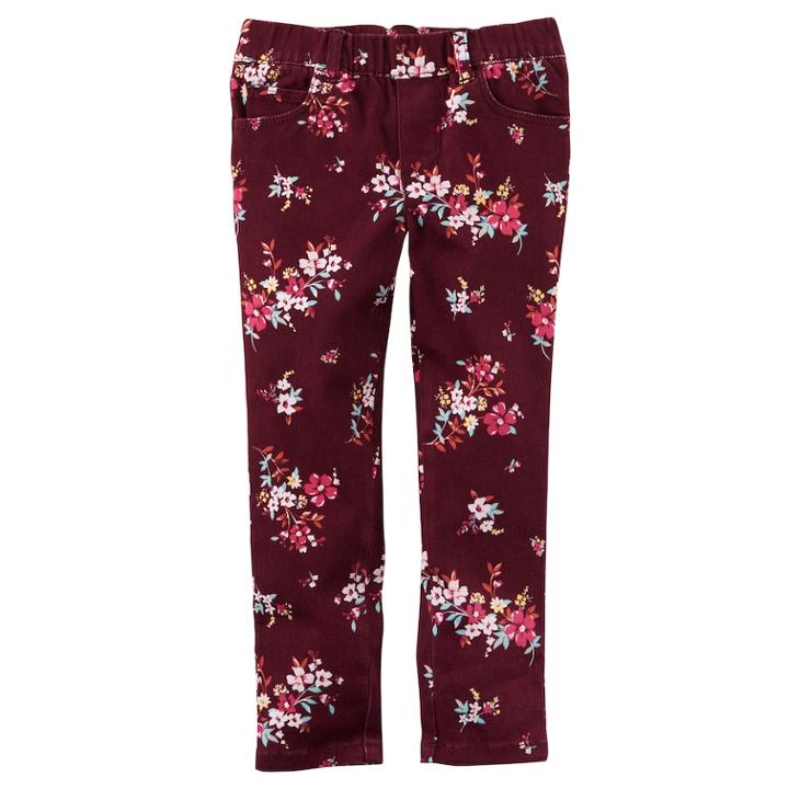 Girls 4-8 Carter's Printed Pants, Size: 8, Maroon Floral