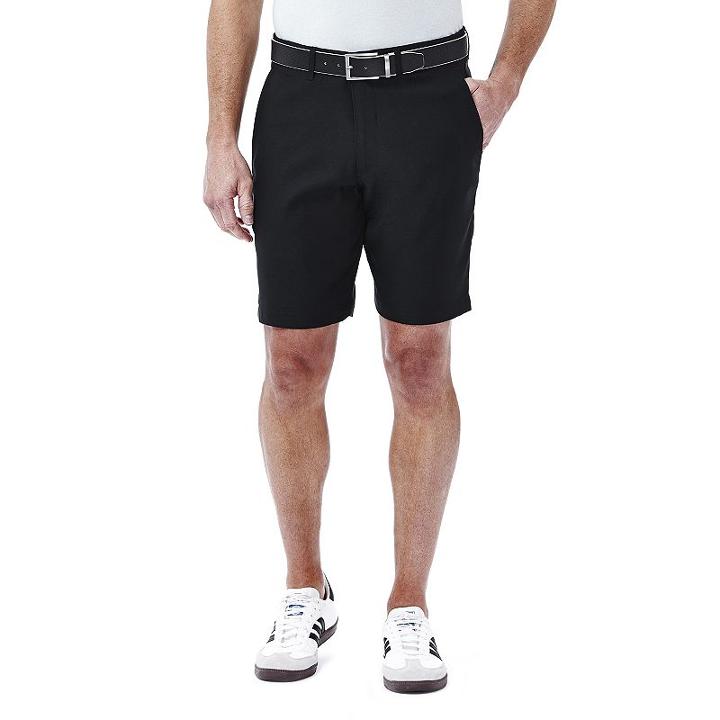 Men's Haggar In Motion Melange Flat-front Shorts, Size: 32, Black