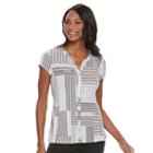 Women's Dana Buchman Printed Peplum Shirt, Size: Medium, Med Beige