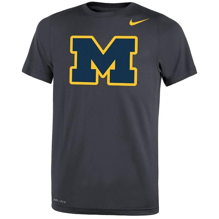 Boys 8-20 Nike Michigan Wolverines Travel Dri-fit Tee, Size: Xl 18-20, Grey