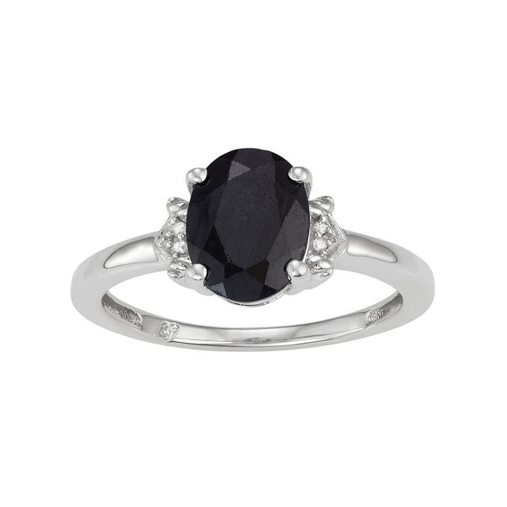 Sterling Silver Black Sapphire & Diamond Accent Oval Ring, Women's, Size: 6