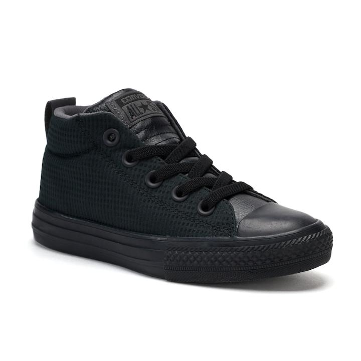 Boys' Converse Chuck Taylor All Star Street Mid Sneakers, Size: 2, Black